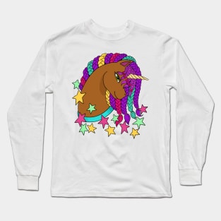 Black Unicorn | Afro Unicorn With Braided Mane Long Sleeve T-Shirt